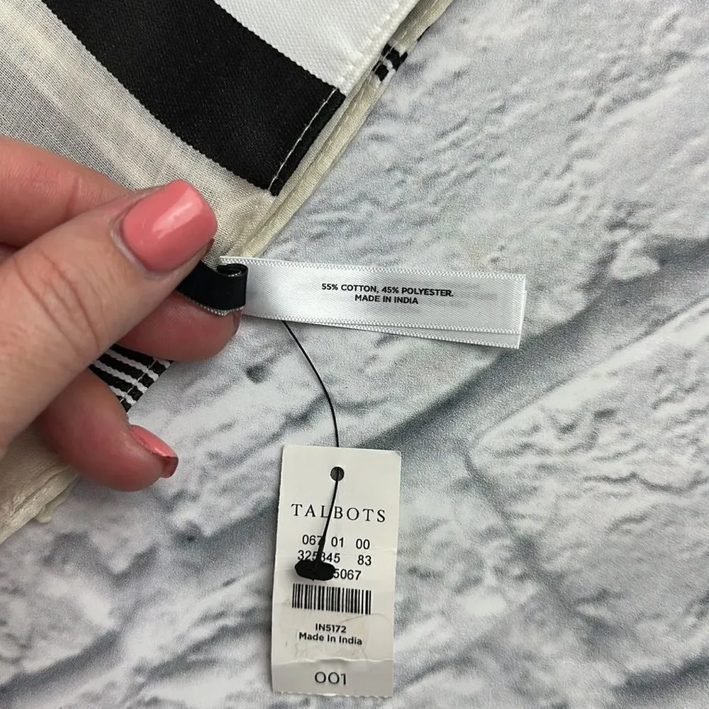 Talbots Ivory and Black Striped Scarf NWT